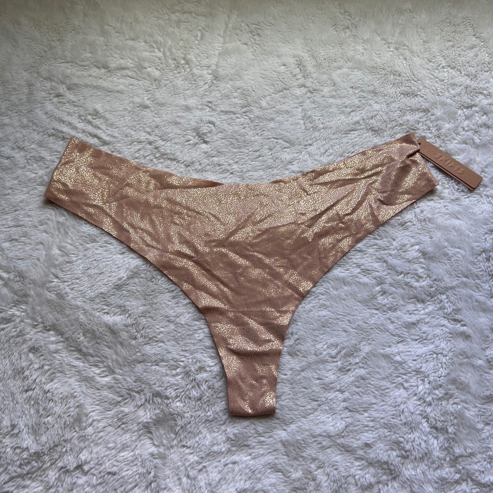 SKIMS Free Cut Thong Clay Foil Metallic PN-THG-0852 Women's Size 3X NEW